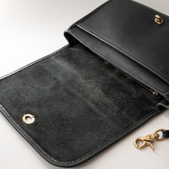 Vintage Coach Convertible Clutch - Black Leather Crossbody Made 1989 - Picture 13 of 16